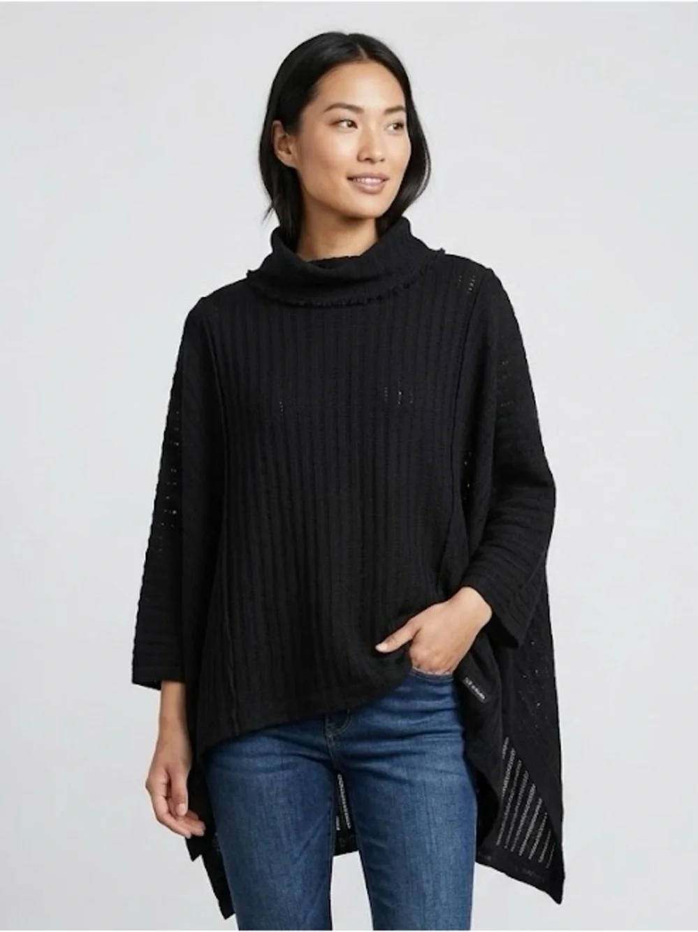 Free People Beach Black Knit Poncho